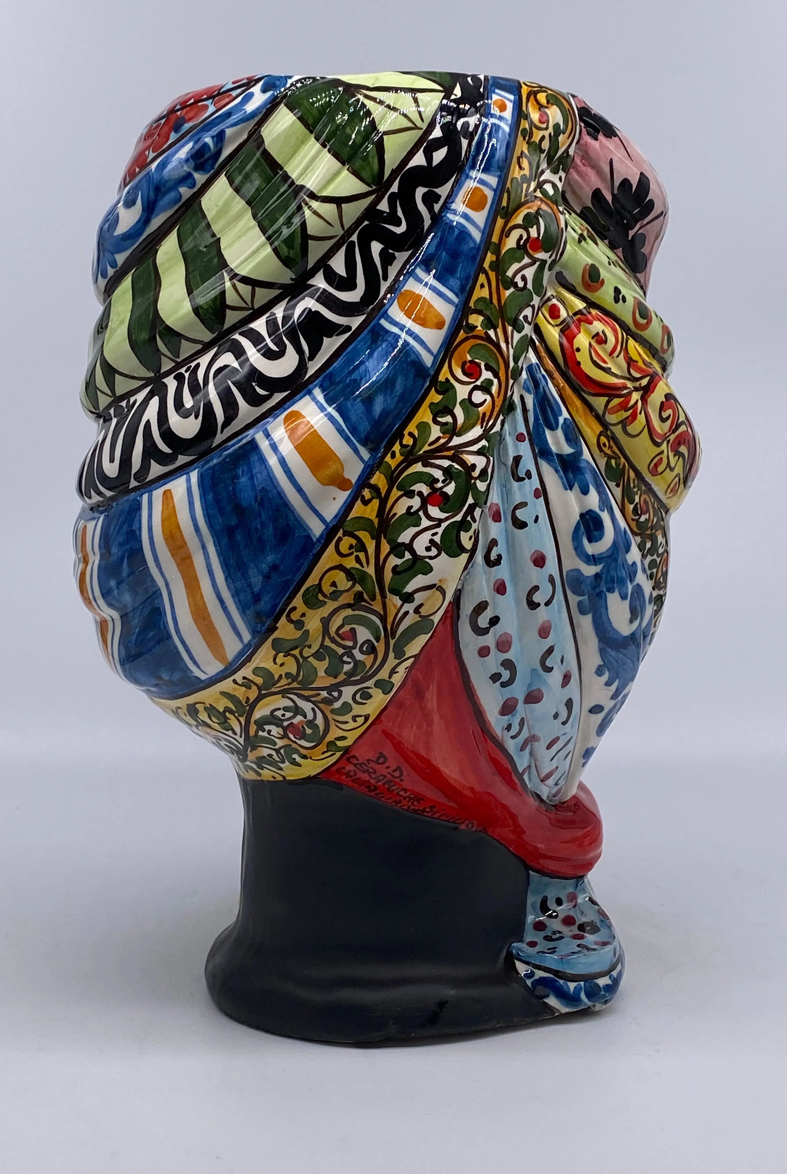 Teste di Moro Anubi Ceramica Caltagirone cm H.29 L.20 Artigianale “Carretto” DD CERAMICHE SICILIANE
