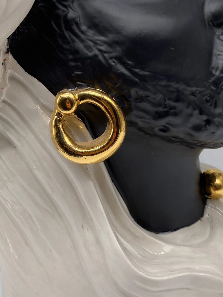 Teste di Moro Anubi Ceramica Caltagirone cm H.40 L.25 Artigianale Bianco Nero Oro DD CERAMICHE SICILIANE