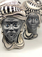 Teste di Moro Anubi Ceramica Caltagirone cm H.40 L.25 Artigianale Decoro n.1 DD CERAMICHE SICILIANE