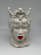 Teste di Moro Emiro Ceramica Caltagirone cm H.30 L.18 Artigianale Bianco Labbra Rosse DD CERAMICHE SICILIANE