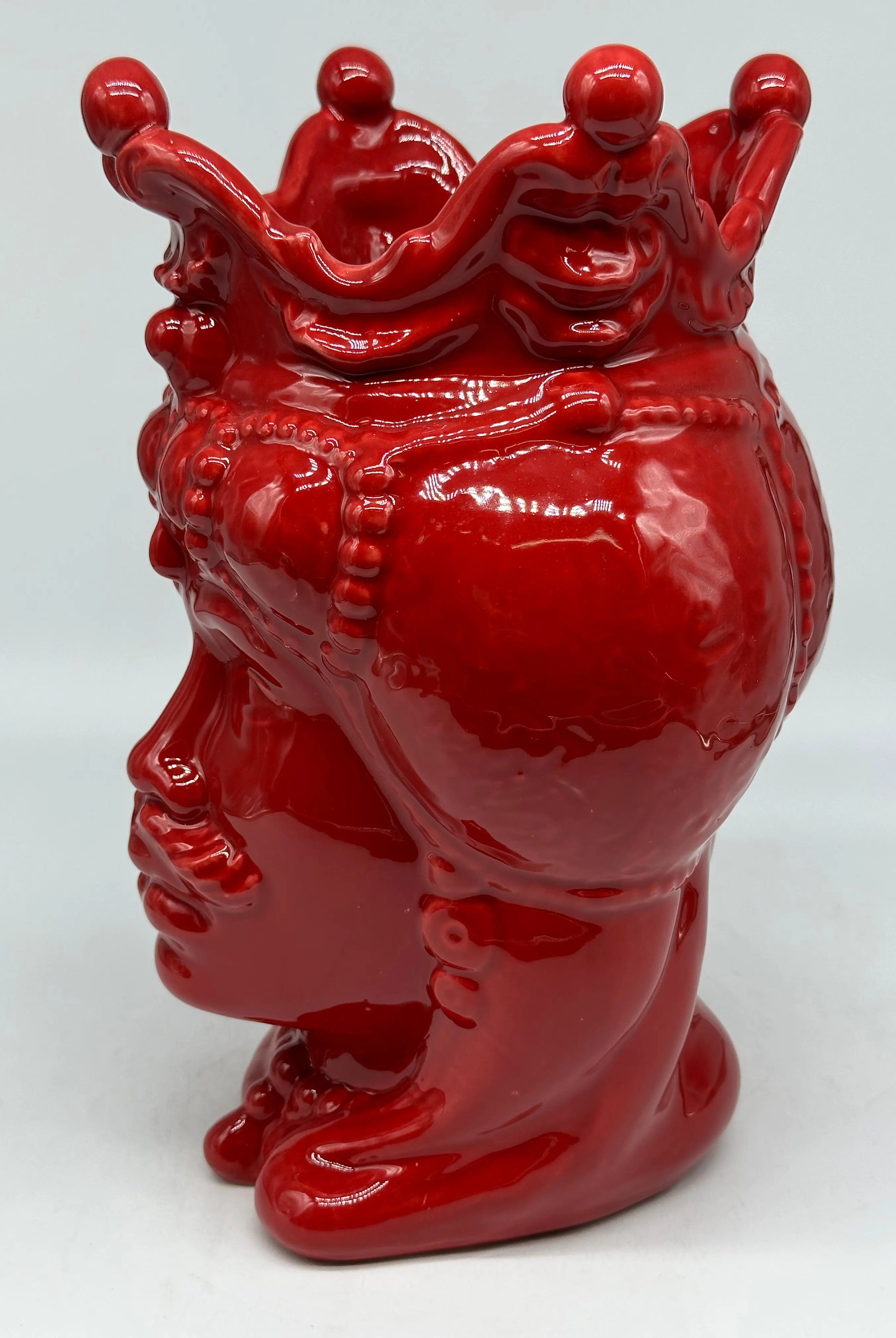 Teste di Moro Emiro Ceramica Caltagirone cm H.30 L.18 Artigianale Rosso DD CERAMICHE SICILIANE