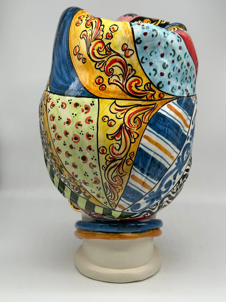 Teste di Moro Horus Ceramica Caltagirone cm H.40 L.23 Artigianale Decorazione “Carretto2” DD CERAMICHE SICILIANE