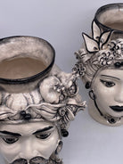 Teste di Moro Mediterraneo Ceramica Caltagirone cm H.29 L.22 Artigianale Bicolore Nero DD CERAMICHE SICILIANE