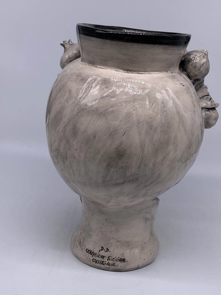 Teste di Moro Mediterraneo Ceramica Caltagirone cm H.29 L.22 Artigianale Bicolore Nero DD CERAMICHE SICILIANE
