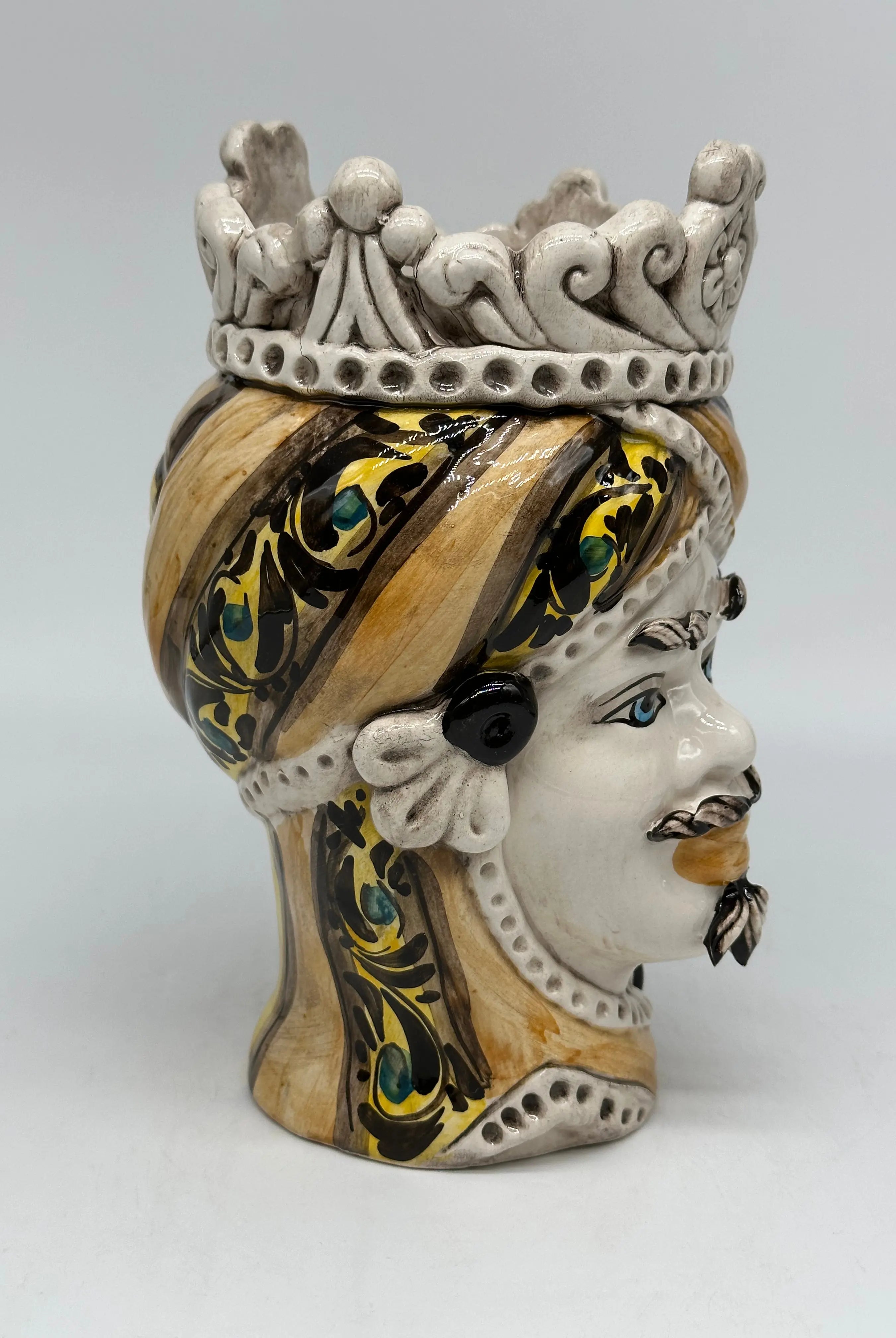 Teste di Moro Moresca Ceramica Caltagirone cm H.22 L.13 Artigianale Decorazione 2020 Arancio DD CERAMICHE SICILIANE