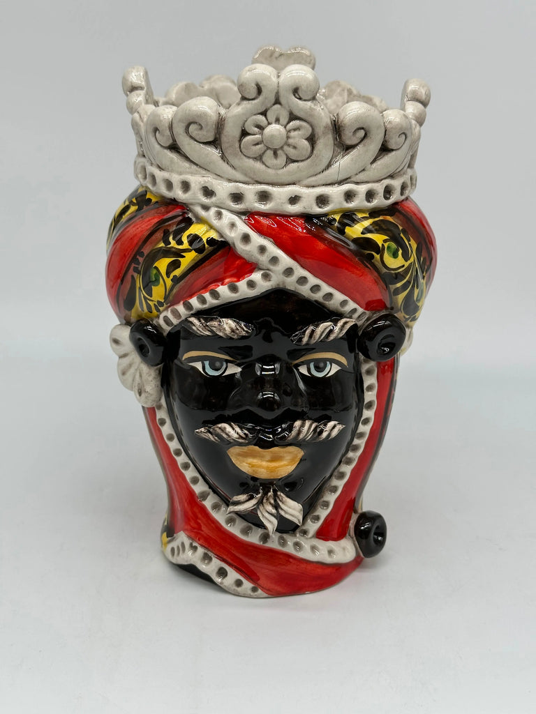 Teste di Moro Moresca Ceramica Caltagirone cm H.22 L.13 Artigianale Decorazione 2020 Rosso DD CERAMICHE SICILIANE