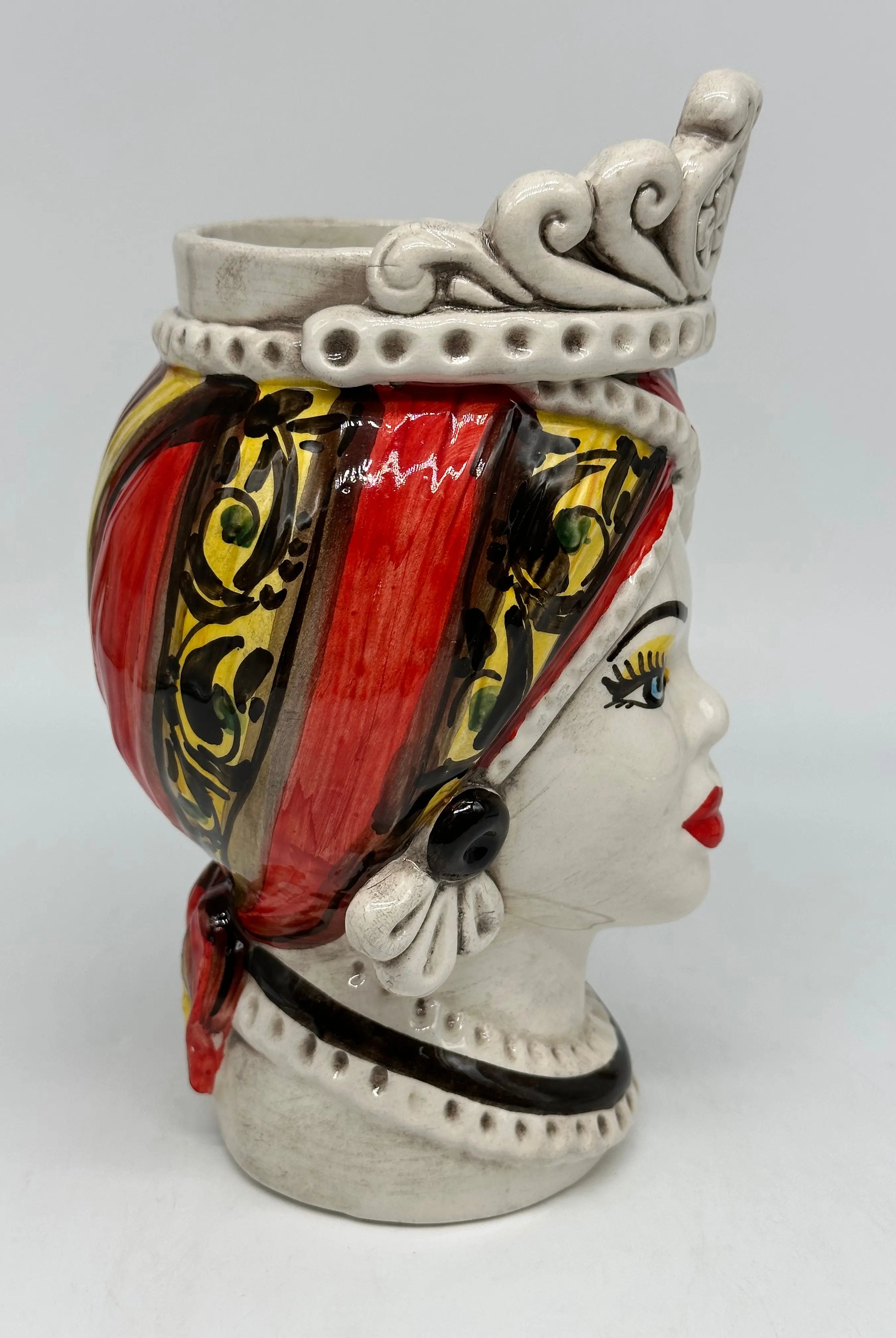 Teste di Moro Moresca Ceramica Caltagirone cm H.22 L.13 Artigianale Decorazione 2020 Rosso DD CERAMICHE SICILIANE