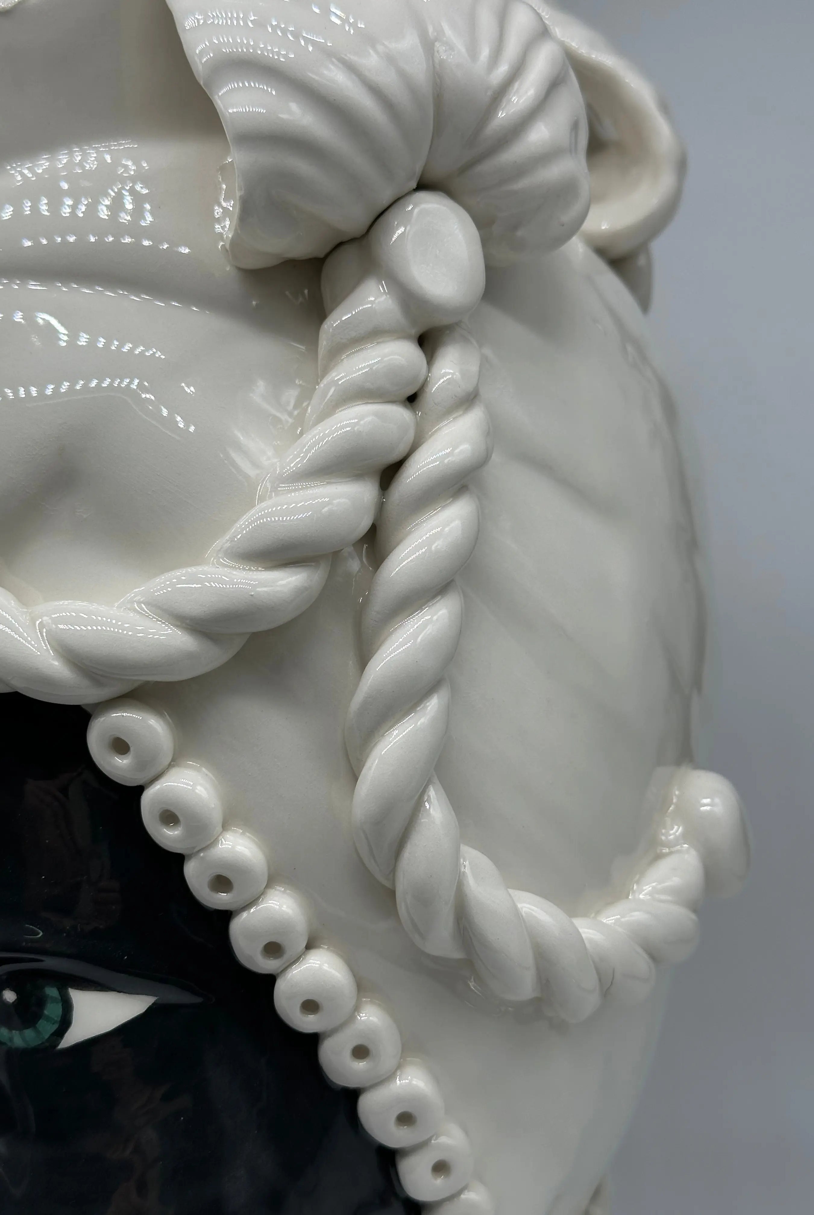 Teste di Moro Zefiro Ceramica Caltagirone cm H.43 L.26 Artigianale Bianco Nero DD CERAMICHE SICILIANE