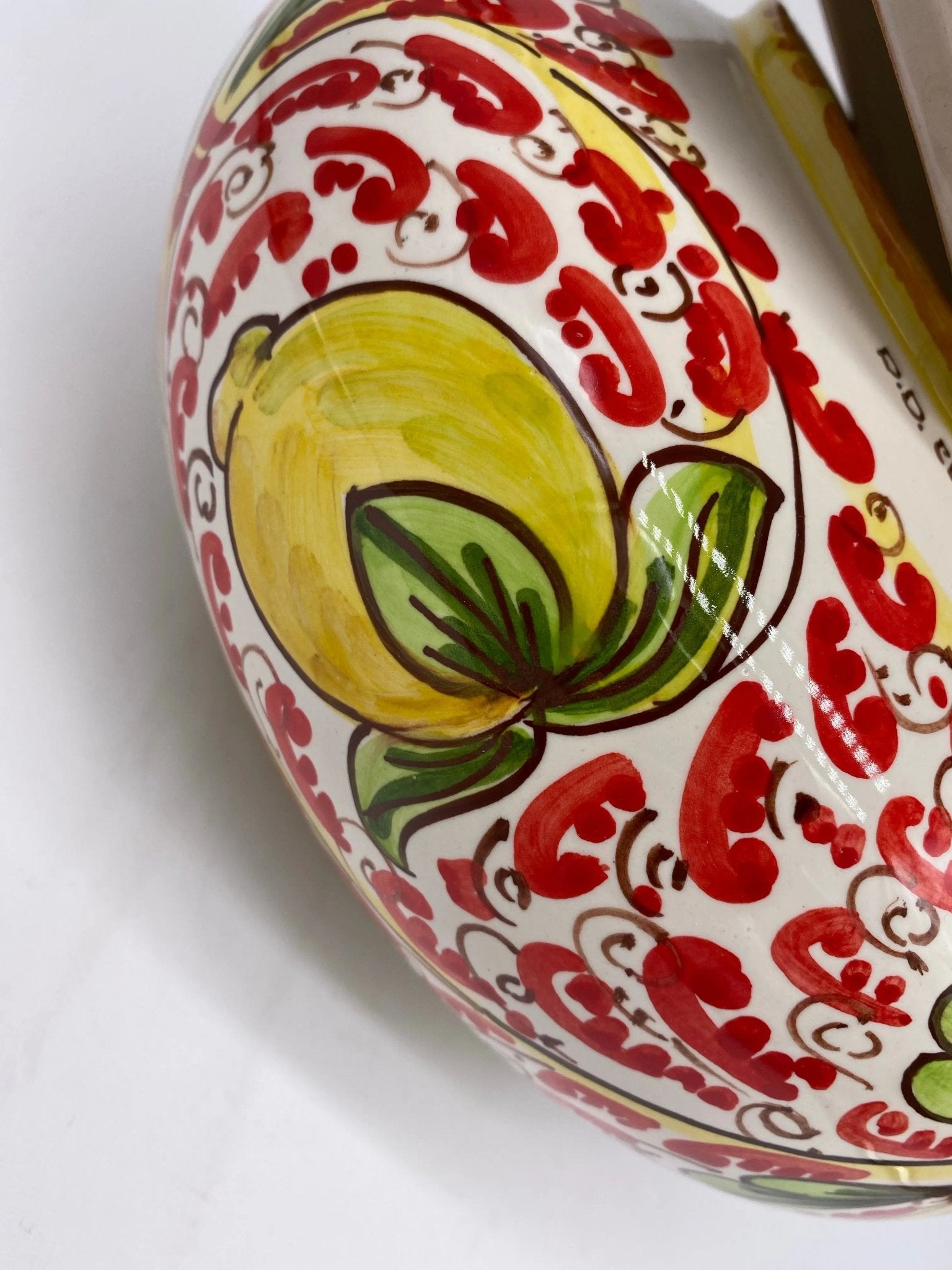 Biscottiera Decorata ‘600 Limoni Ceramica Caltagirone cm H.18 L.24 Artigianale - DD CERAMICHE SICILIANE