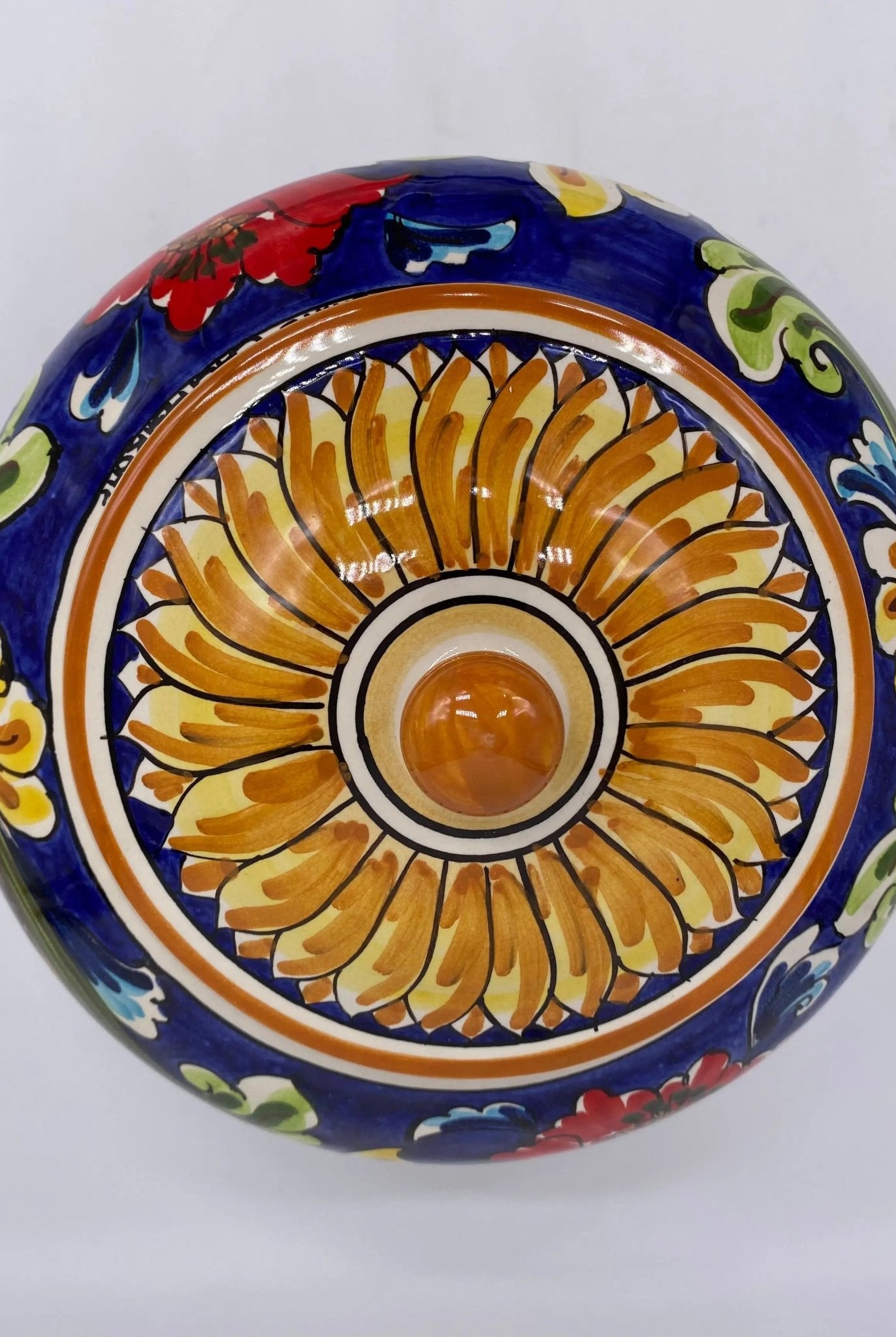 Biscottiera Decorata ‘700 Fiori Ceramica Caltagirone cm H.18 L.24 Artigianale - DD CERAMICHE SICILIANE