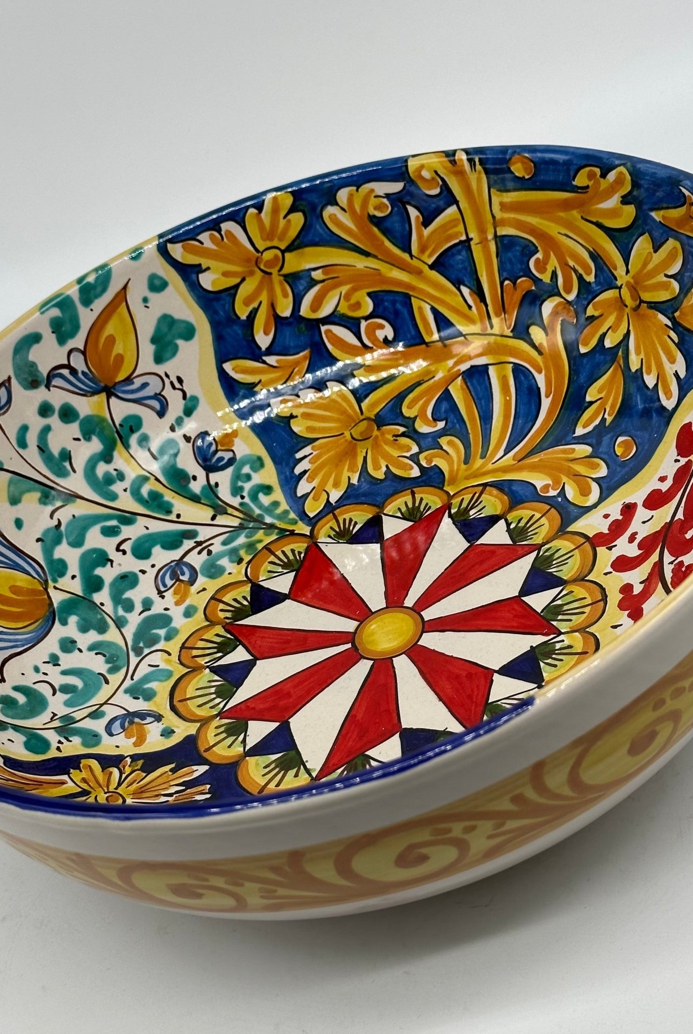 Ciotalo Vassoio Insalatiera Ceramica Caltagirone Diametro 30 cm Artigianale Decorata - DD CERAMICHE SICILIANE