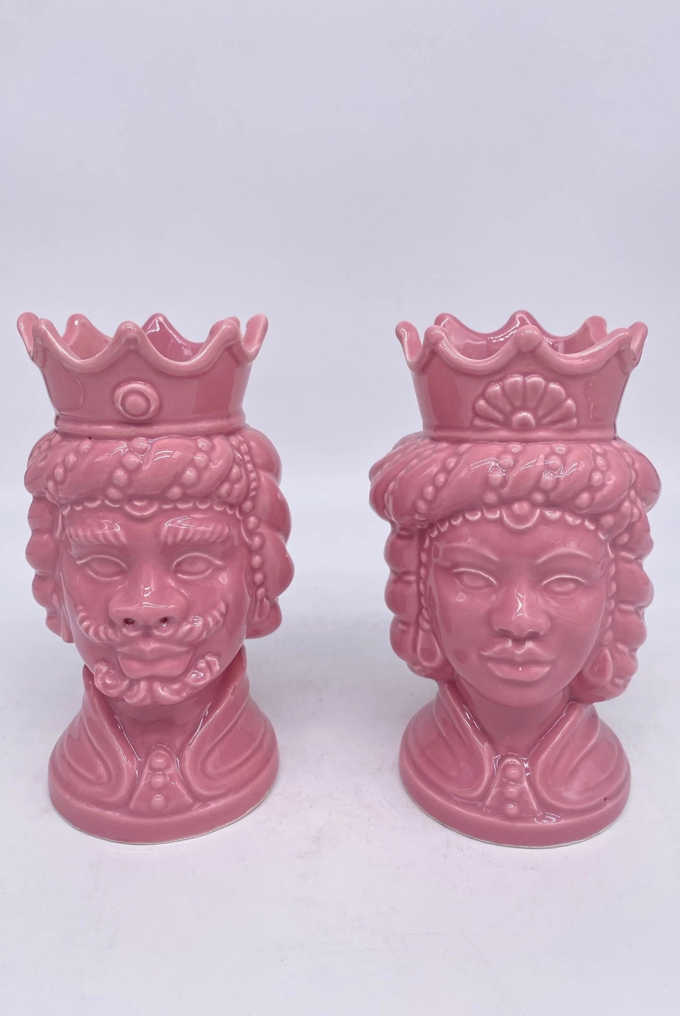 Coppia Teste di Moro Girun Ceramica Caltagirone cm H.15 L.8 Artigianale VARI COLORI - DD CERAMICHE SICILIANE