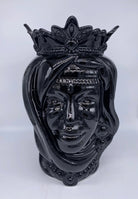 FINE SERIE - Testa di Moro Afro Donna Ceramica Caltagirone cm H.37 L.24 Artigianale Nero Lucido - DD CERAMICHE SICILIANE