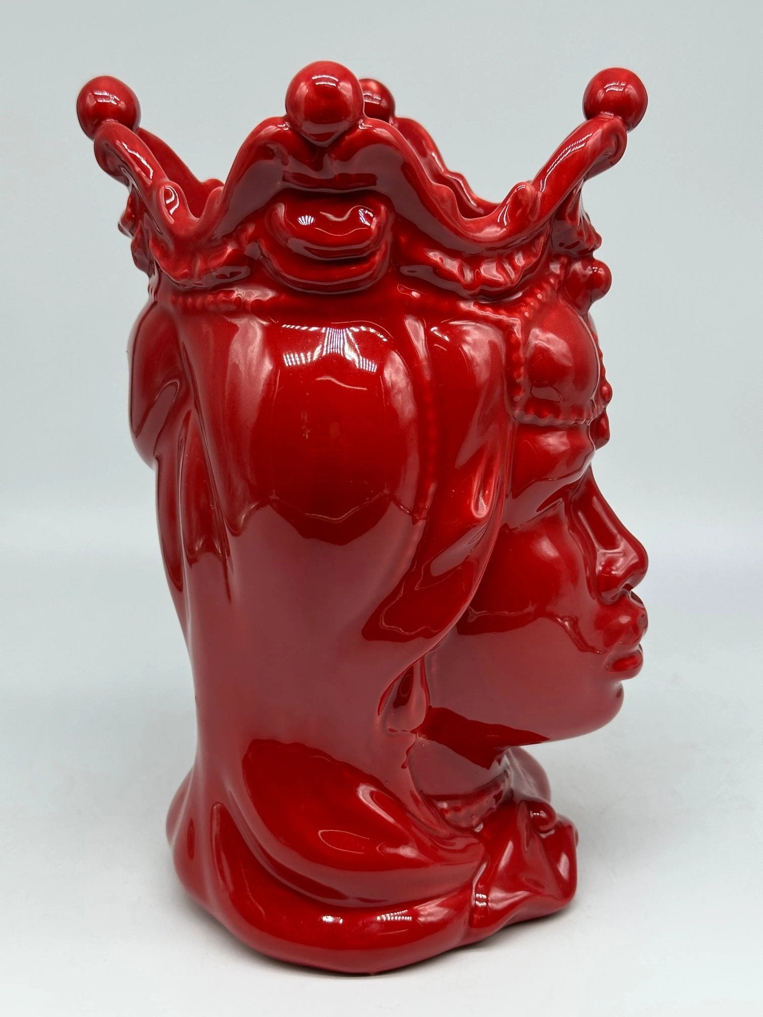 FINE SERIE - Testa di Moro Emiro Ceramica Caltagirone cm H.30 L.18 Artigianale Rosso - DD CERAMICHE SICILIANE
