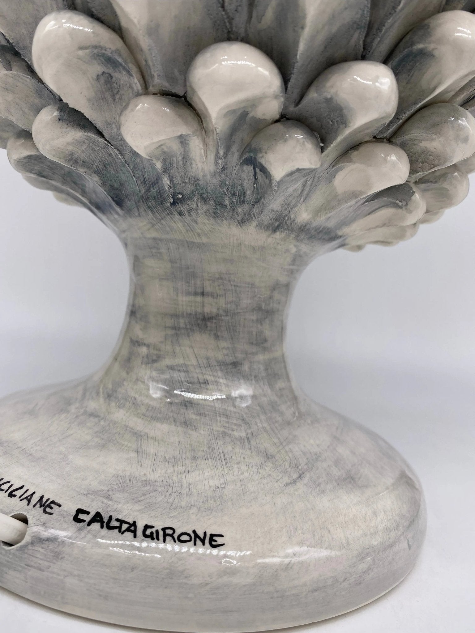 Lampada Pigna Ceramica Caltagirone cm H.40 Artigianale Ghiaccio - DD CERAMICHE SICILIANE