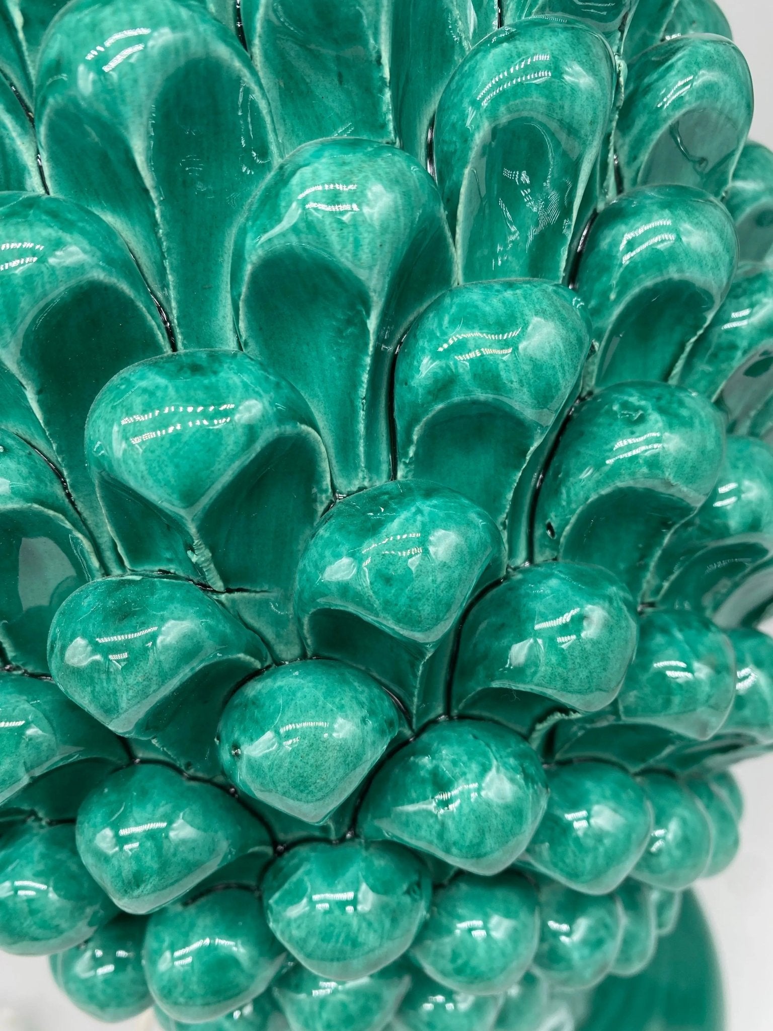 Lampada Pigna Ceramica Caltagirone cm H.40 Artigianale Verde Cristallo - DD CERAMICHE SICILIANE