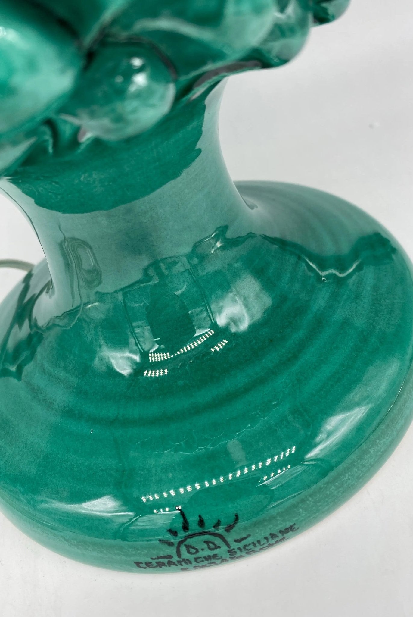 Lampada Pigna Ceramica Caltagirone cm H.40 Artigianale Verde Cristallo - DD CERAMICHE SICILIANE