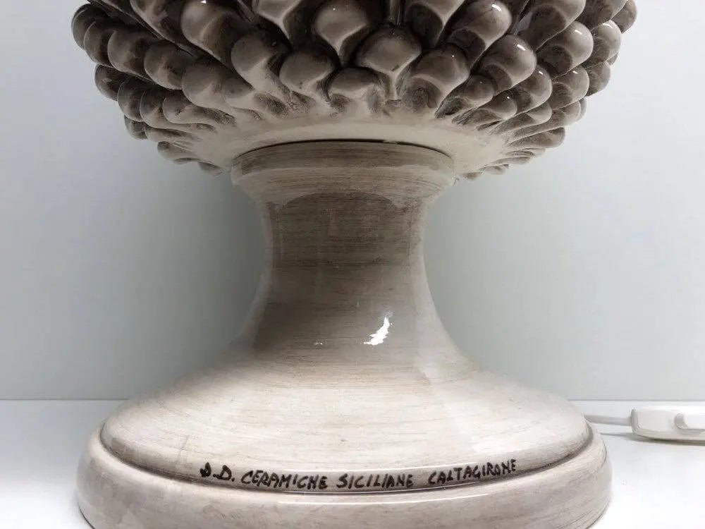 Lampada Pigna Ceramica Caltagirone cm H.50 Artigianale Beige Écru - DD CERAMICHE SICILIANE