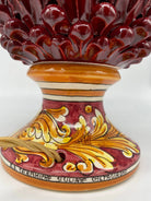 Lampada Pigna traforata Ceramica Caltagirone cm H.30 L.20 Artigianale Bordeaux Base Decorata - DD CERAMICHE SICILIANE