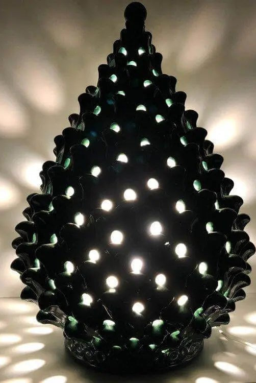 Lampada Pigna traforata Ceramica Caltagirone cm H.47 L.30 Artigianale Verde Prato - DD CERAMICHE SICILIANE
