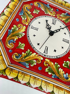 Orologio da Parete Ceramica Caltagirone Ottagonale dipinto a mano cm 32 Decoro n.1 - DD CERAMICHE SICILIANE