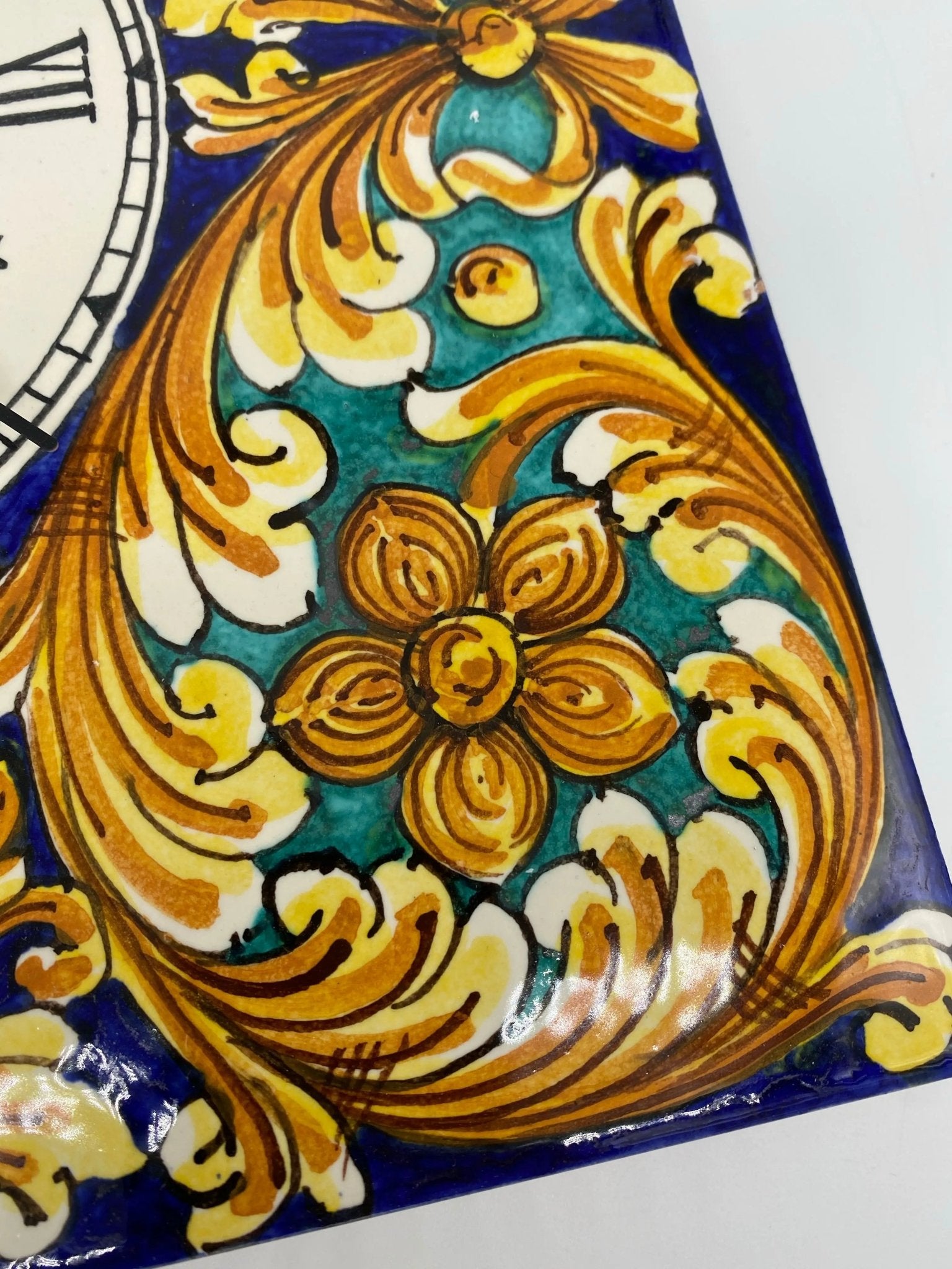 Orologio da Parete Ceramica Caltagirone Quadrato dipinto a mano