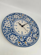 Orologio da Parete Ceramica Caltagirone Rotondo dipinto a mano cm D.30 Decoro n.2 - DD CERAMICHE SICILIANE
