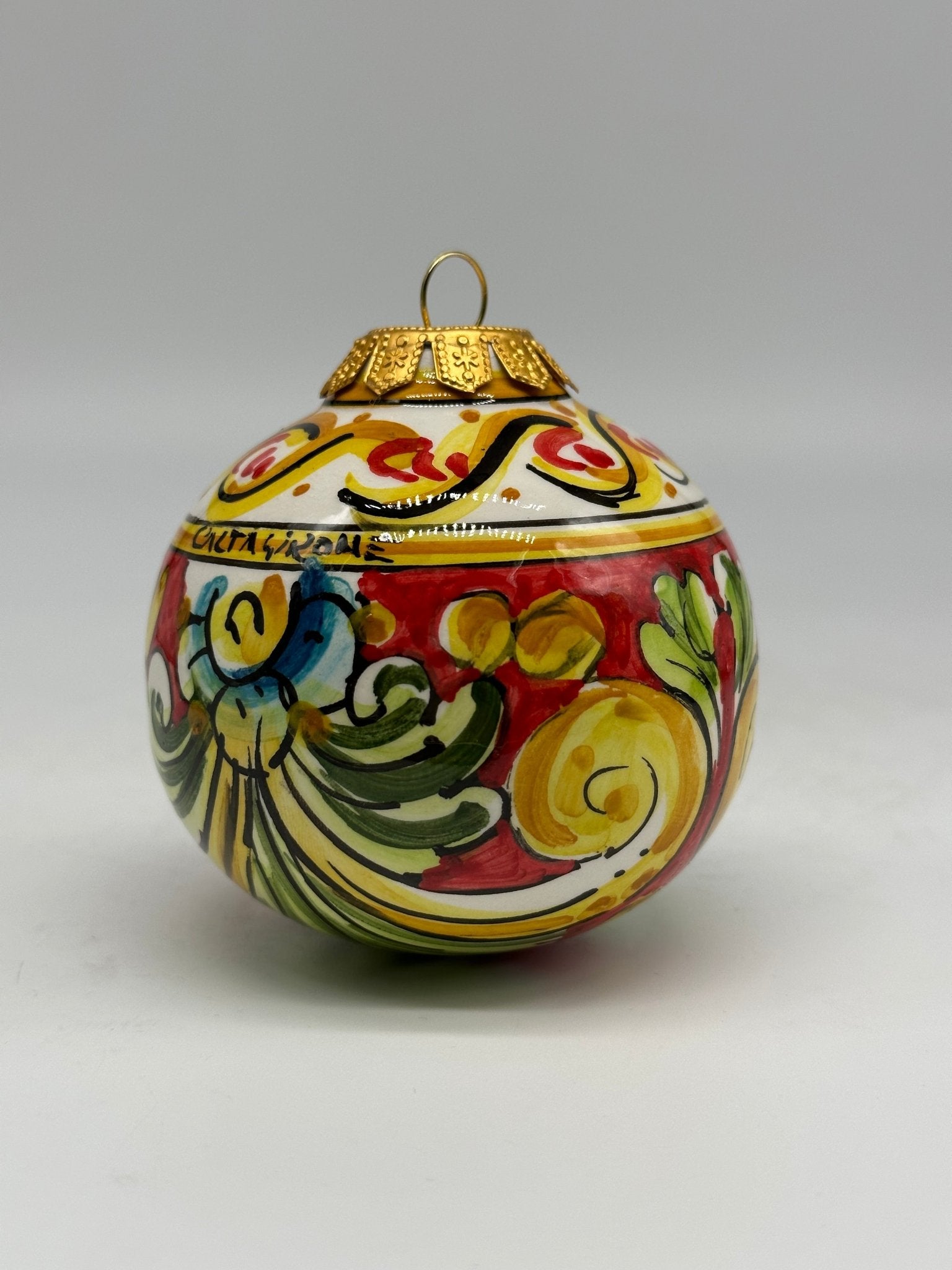 Palla di Natale Diametro 8cm decorata a mano Ceramica di Caltagirone VARI DECORI - DD CERAMICHE SICILIANE