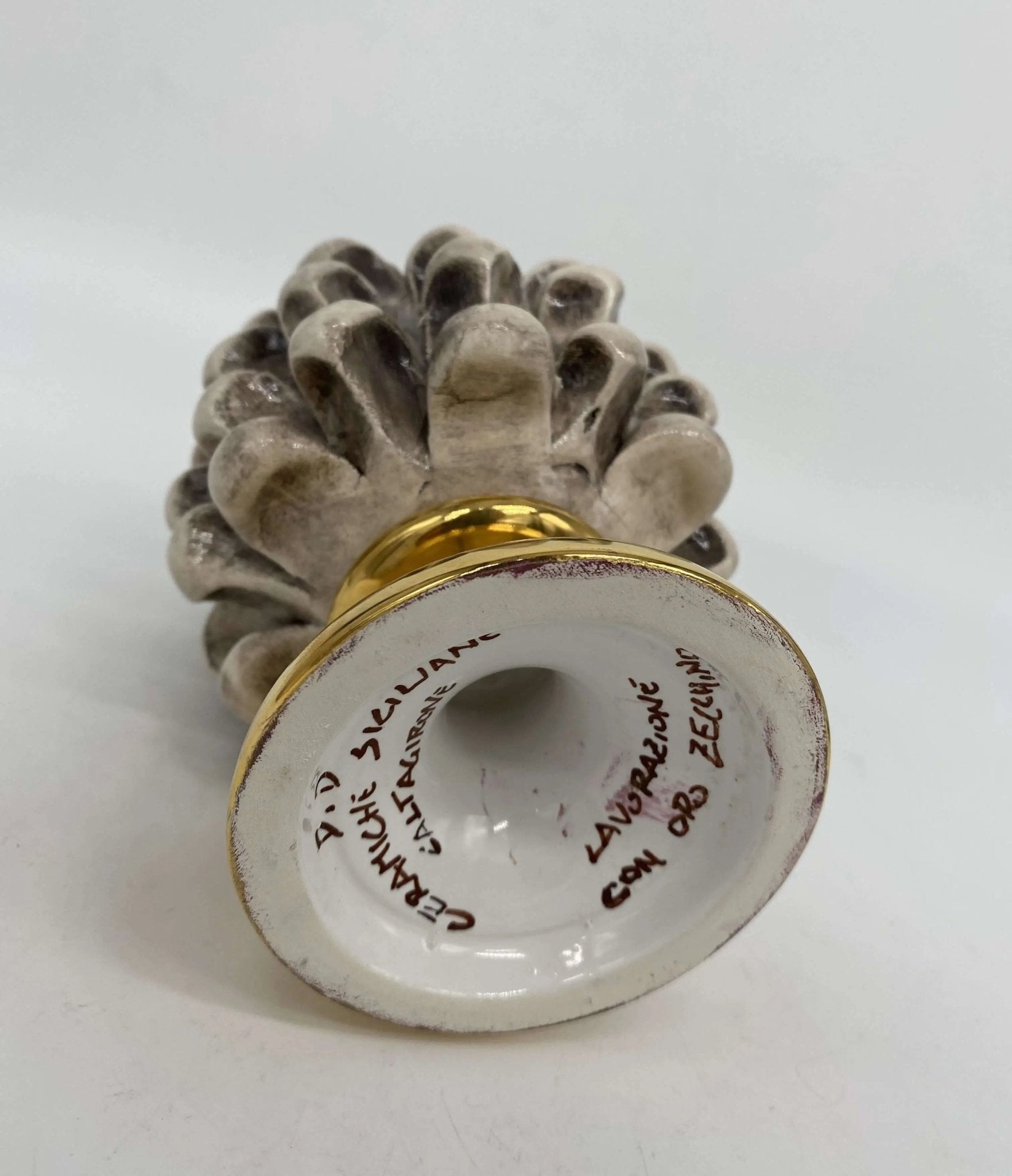 Pigna Aurum Ceramica Caltagirone cm H.15 Artigianale Écru - DD CERAMICHE SICILIANE