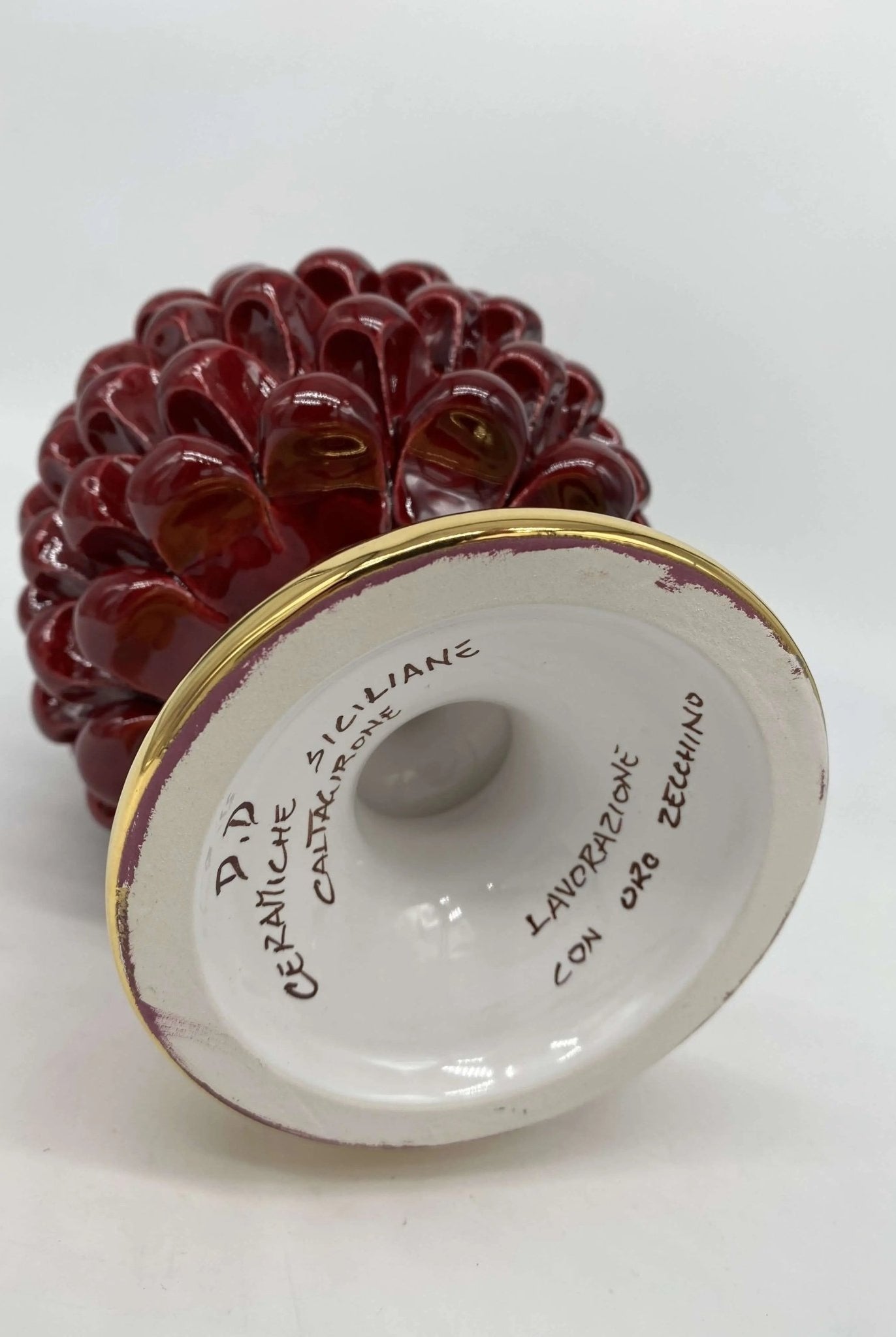 Pigna Aurum Ceramica Caltagirone cm H.20 Artigianale Bordeaux - DD CERAMICHE SICILIANE