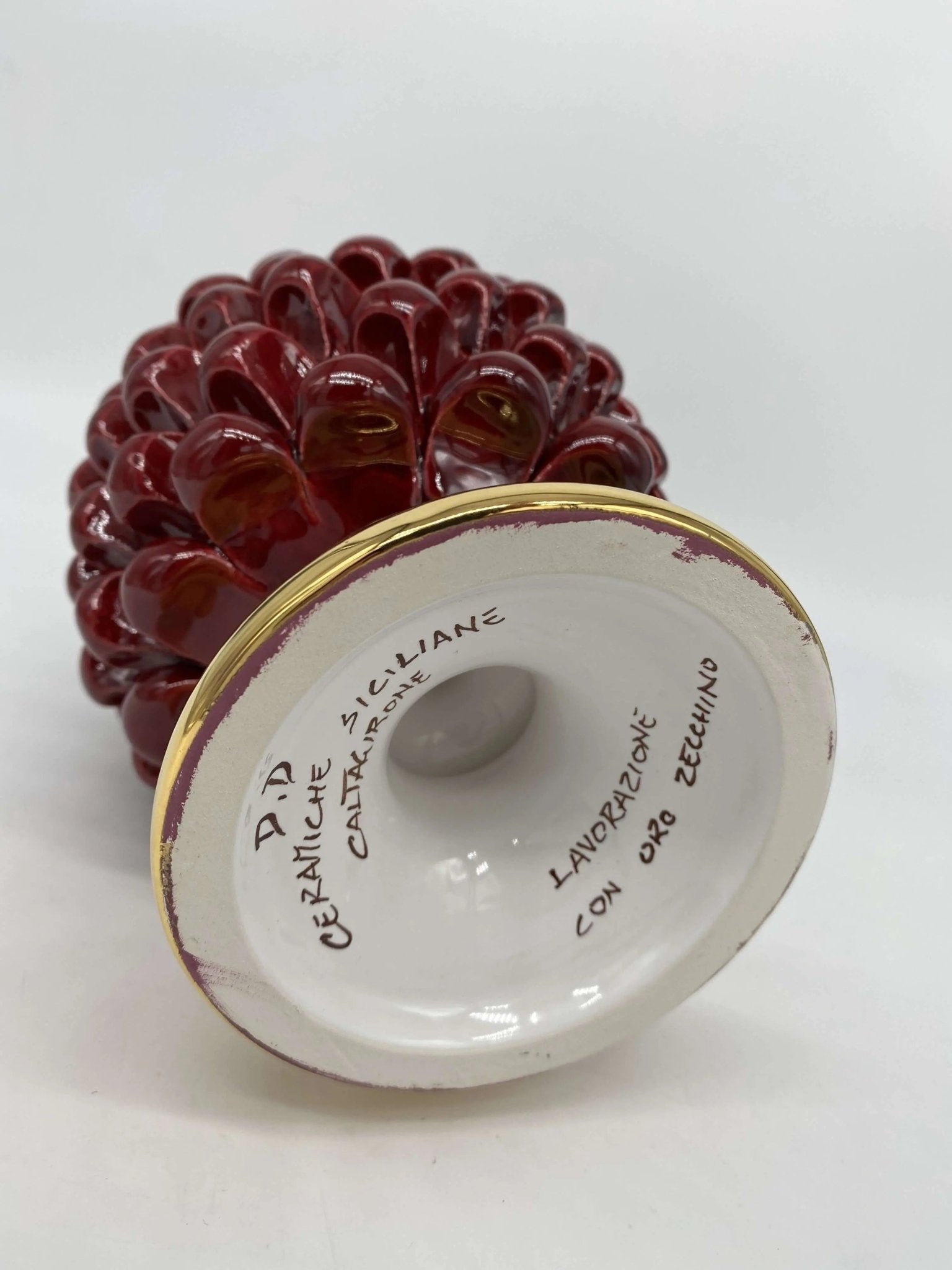 Pigna Aurum Ceramica Caltagirone cm H.20 Artigianale Bordeaux - DD CERAMICHE SICILIANE