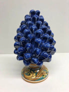 Pigna Ceramica Caltagirone cm H.20 Artigianale Blu Base Decorata - DD CERAMICHE SICILIANE