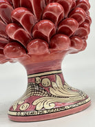 Pigna Ceramica Caltagirone cm H.20 Artigianale Rosa Base Decorata - DD CERAMICHE SICILIANE