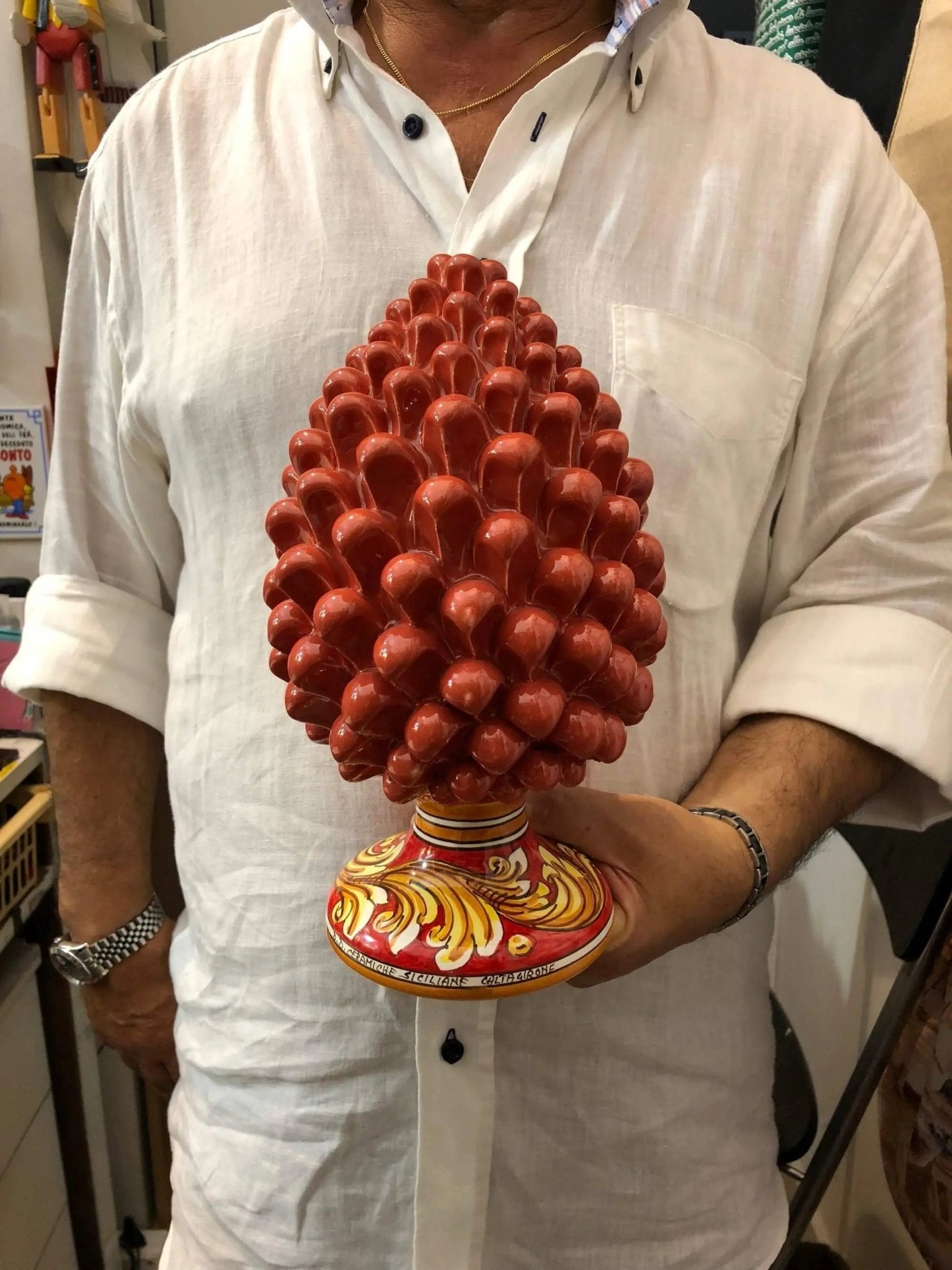 Portavaso ceramica Caltagirone Frutta cm 40