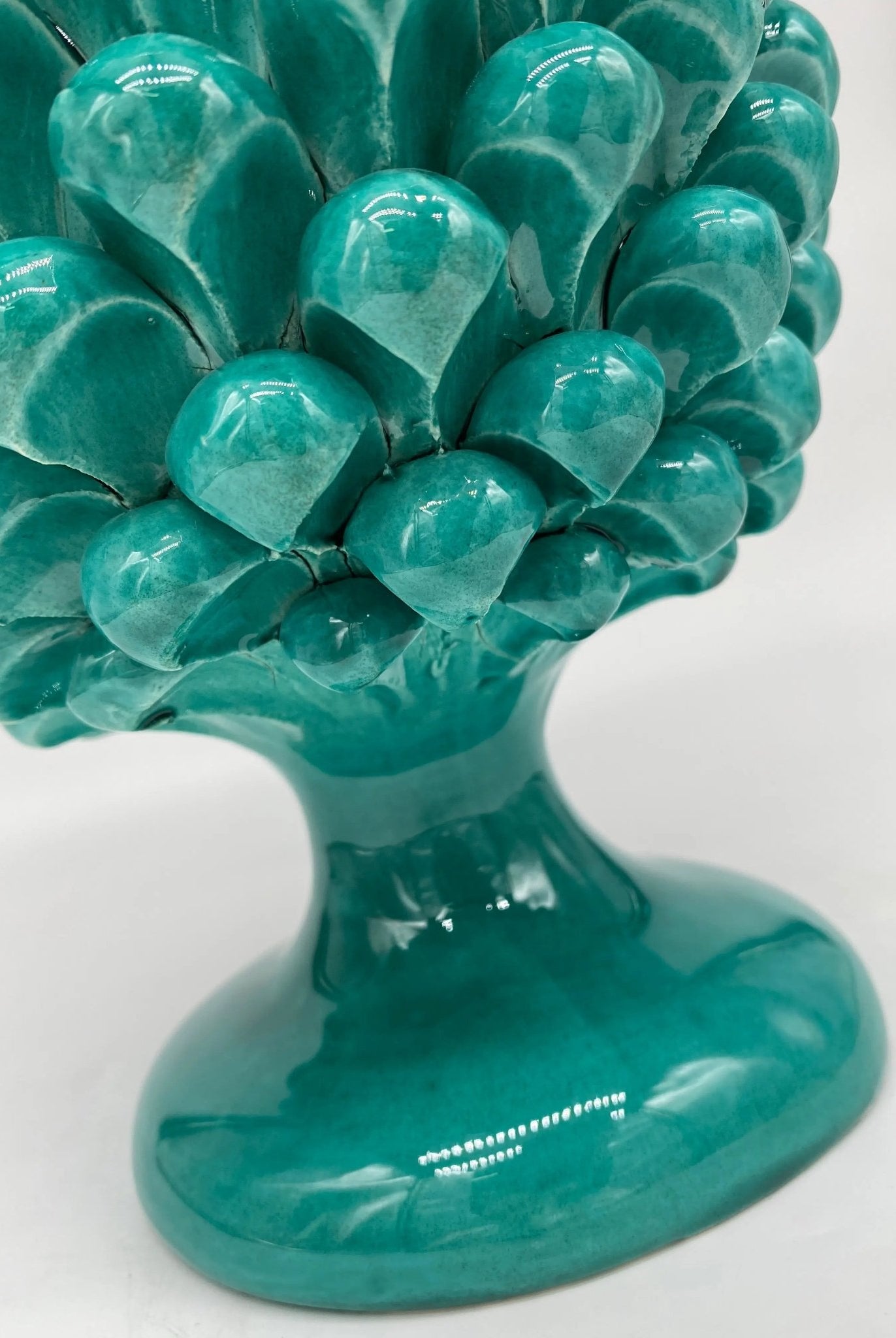 Pigna Ceramica Caltagirone cm H.25 Artigianale Verde Cristallo - DD CERAMICHE SICILIANE