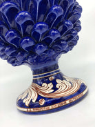 Pigna Ceramica Caltagirone cm H.30 Artigianale Blu Base Decorata su fondo Blu - DD CERAMICHE SICILIANE