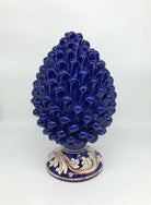 Pigna Ceramica Caltagirone cm H.30 Artigianale Blu Base Decorata su fondo Blu - DD CERAMICHE SICILIANE