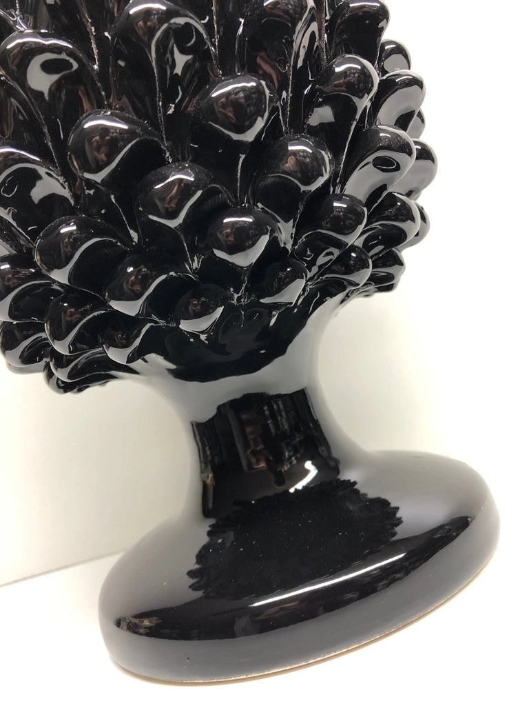 Pigna Ceramica Caltagirone cm H.30 Artigianale Nero - DD CERAMICHE SICILIANE