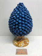 Pigna Ceramica Caltagirone cm H.35 Artigianale Blu Antico Base Decorata - DD CERAMICHE SICILIANE