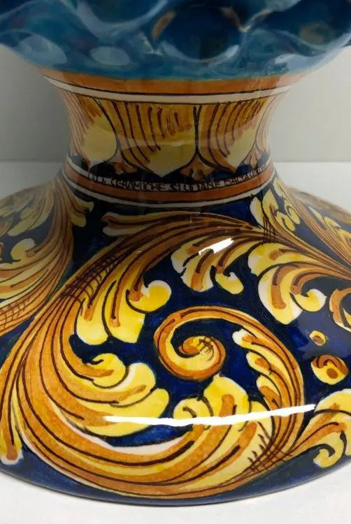 Pigna Ceramica Caltagirone cm H.40 Artigianale Celeste Base Decorata - DD CERAMICHE SICILIANE