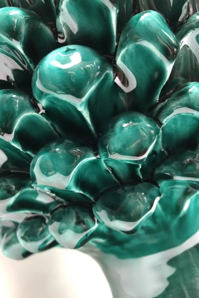 Pigna Ceramica Caltagirone cm H.40 Artigianale Verde Cristallo - DD CERAMICHE SICILIANE