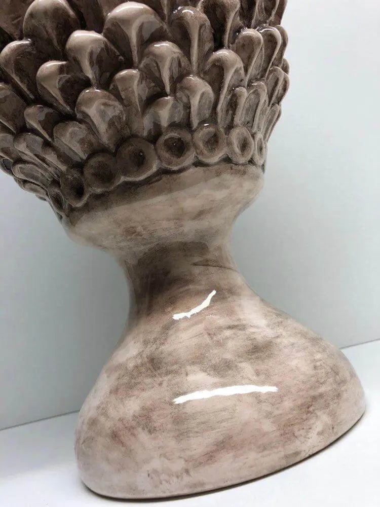 Pigna Ceramica Caltagirone cm H.45 Artigianale Beige Écru Linea Luis - DD CERAMICHE SICILIANE