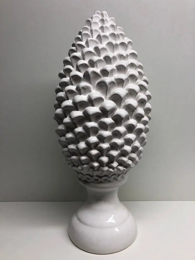Pigna Ceramica Caltagirone cm H.45 Artigianale Bianco Linea Luis DD CERAMICHE SICILIANE