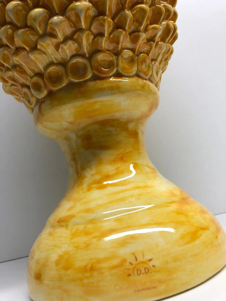 Pigna Ceramica Caltagirone cm H.45 Artigianale Giallo Linea Luis DD CERAMICHE SICILIANE