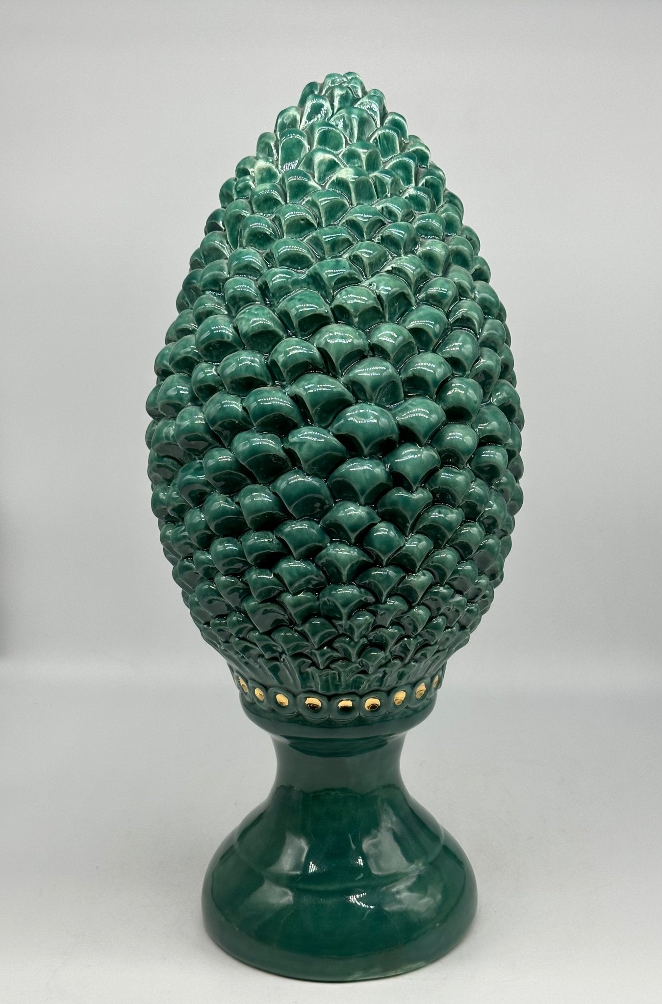 Pigna Ceramica Caltagirone cm H.45 Artigianale Verde Linea Luis - DD CERAMICHE SICILIANE