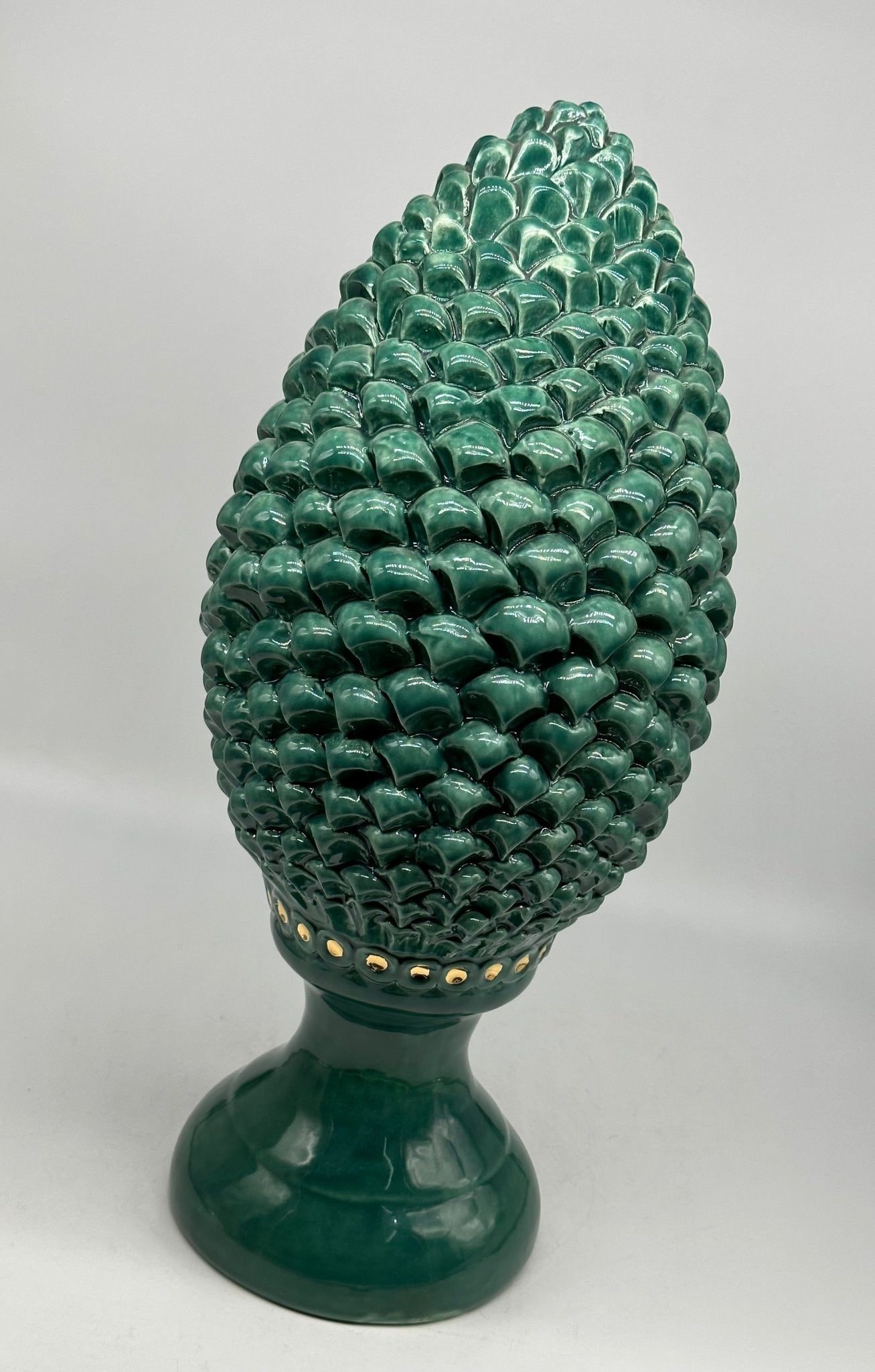 Pigna Ceramica Caltagirone cm H.45 Artigianale Verde Linea Luis - DD CERAMICHE SICILIANE