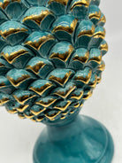 Pigna Luis cm H.35 Ceramica Caltagirone Artigianale Verde Oro - DD CERAMICHE SICILIANE