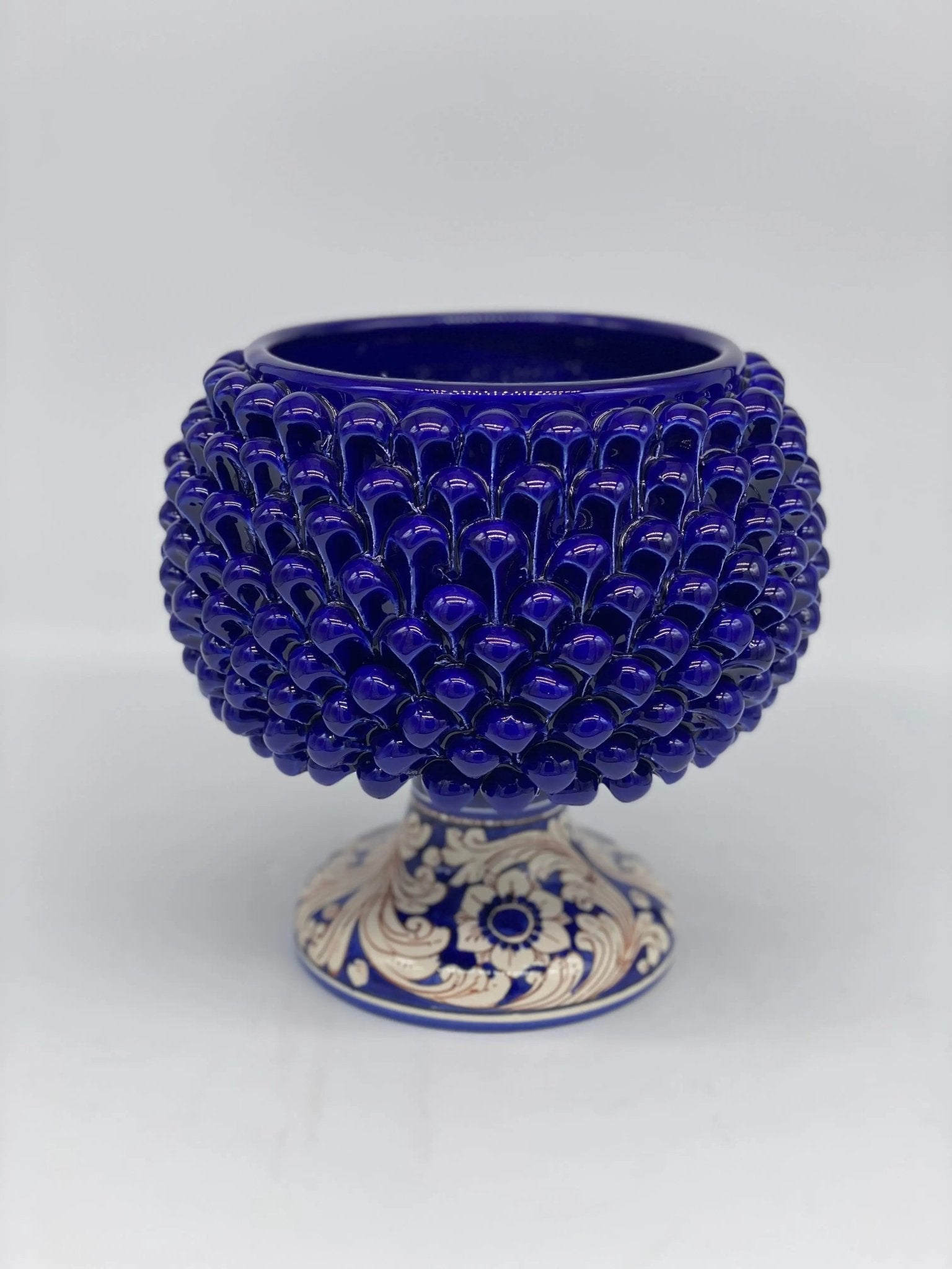 Portavaso Ceramica di Caltagirone Mattonelle siciliane blu 31cm - La  Marchesa Ceramiche Caltagirone