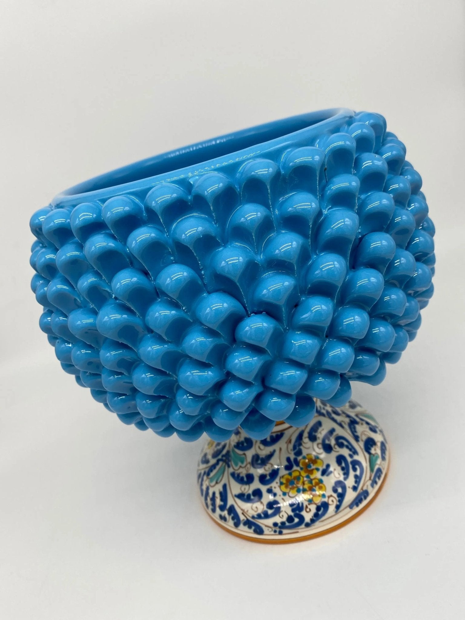 Portavaso mezza pigna ceramica di caltagirone cm h.20 l.20 artigianale  multicolore