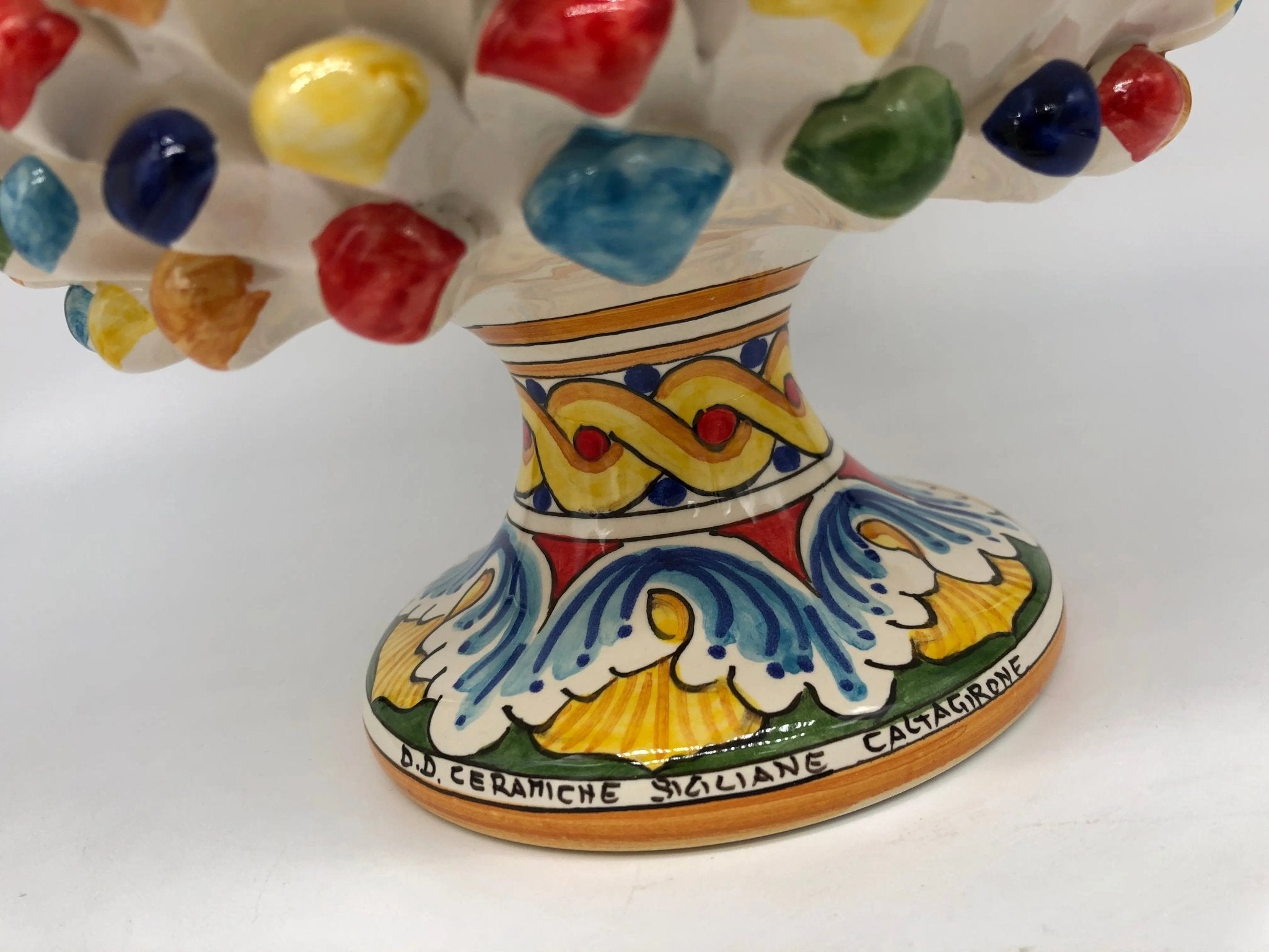 Portavaso mezza pigna ceramica di caltagirone cm h.20 l.20 artigianale  multicolore